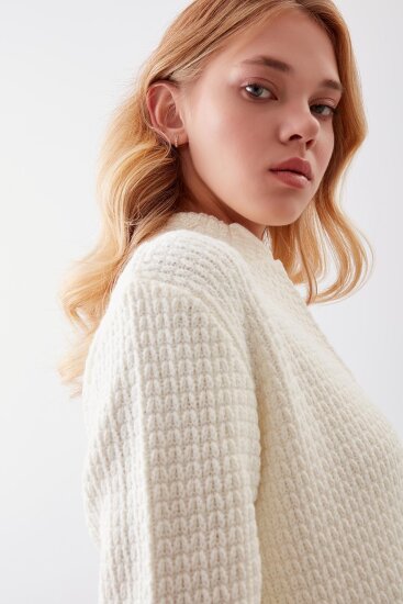 Yaka Cep Detaylı Triko Hırka - 35