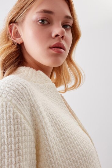 Yaka Cep Detaylı Triko Hırka - 36