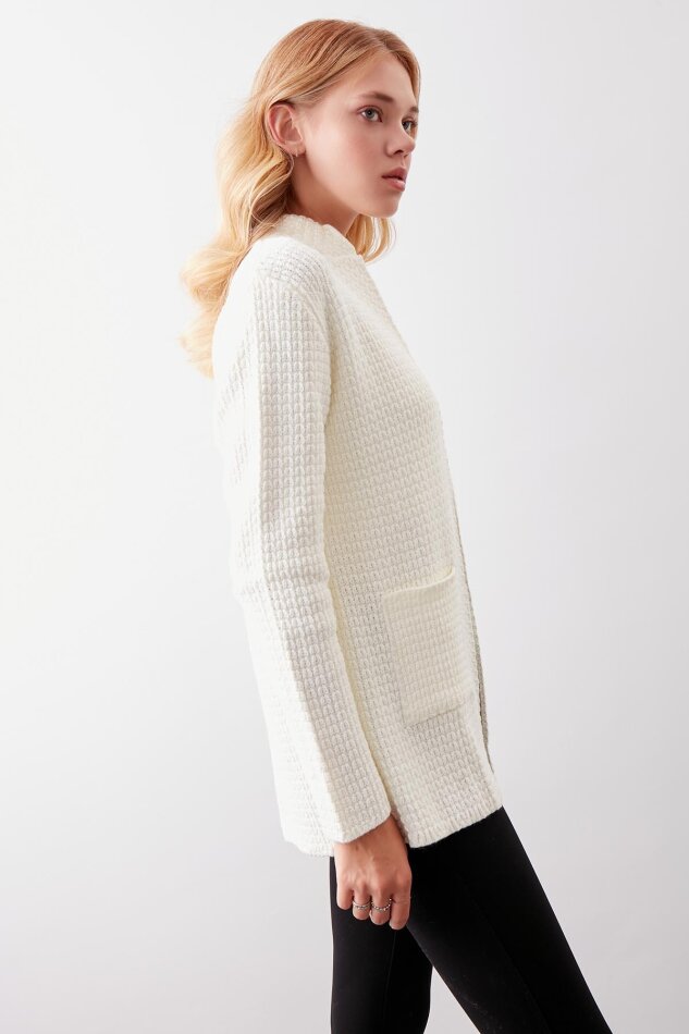 Yaka Cep Detaylı Triko Hırka - 37