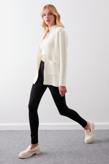 Yaka Cep Detaylı Triko Hırka - 38