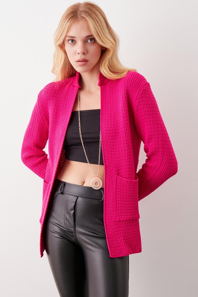 Yaka Cep Detaylı Triko Hırka - 39