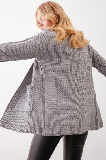 Yaka Cep Detaylı Triko Hırka - 46