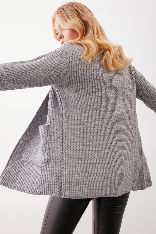 Yaka Cep Detaylı Triko Hırka - 46