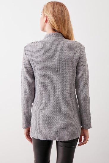 Yaka Cep Detaylı Triko Hırka - 50