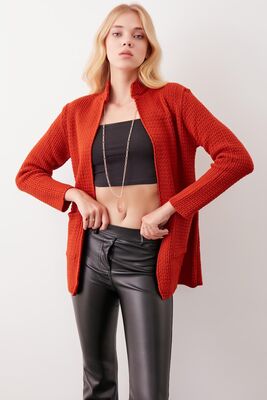 Yaka Cep Detaylı Triko Hırka (1)