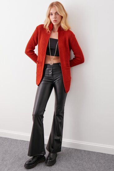 Yaka Cep Detaylı Triko Hırka - 3