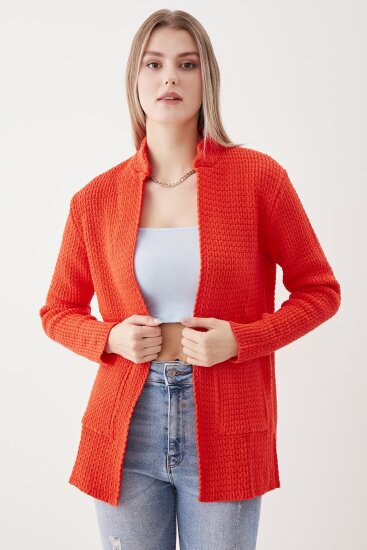 Yaka Cep Detaylı Triko Hırka - 69