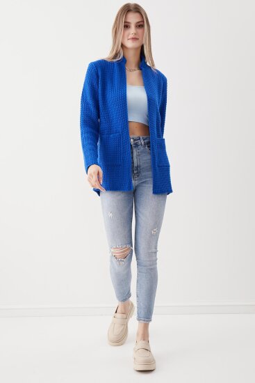 Yaka Cep Detaylı Triko Hırka - 71