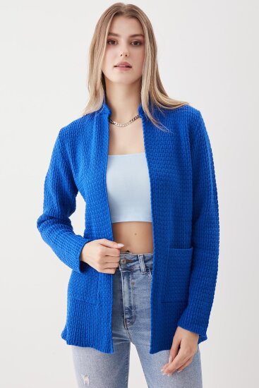 Yaka Cep Detaylı Triko Hırka - 72