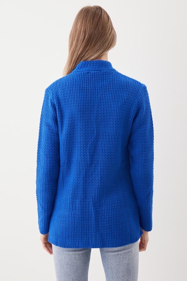 Yaka Cep Detaylı Triko Hırka - 73