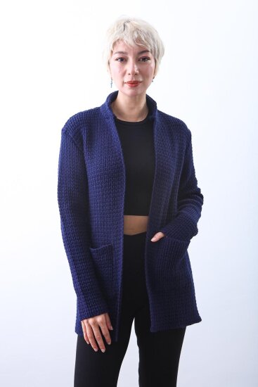 Yaka Cep Detaylı Triko Hırka - 75