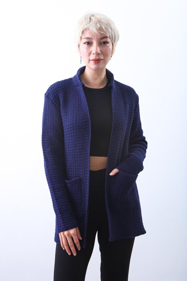 Yaka Cep Detaylı Triko Hırka - 75