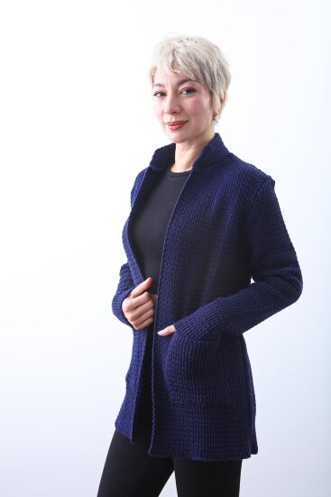 Yaka Cep Detaylı Triko Hırka - 78