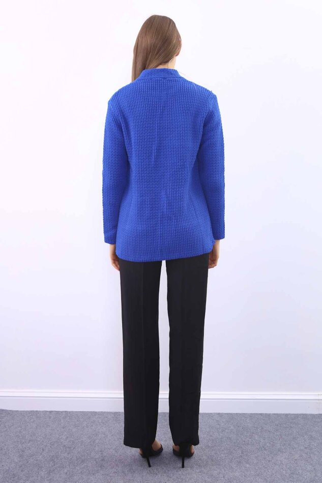 Yaka Cep Detaylı Triko Hırka - 80