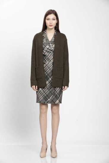 Yaka Cep Detaylı Triko Hırka - 27