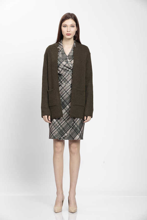 Yaka Cep Detaylı Triko Hırka - 27