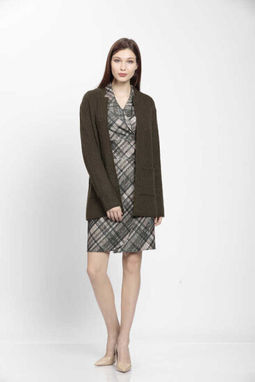 Yaka Cep Detaylı Triko Hırka - 28