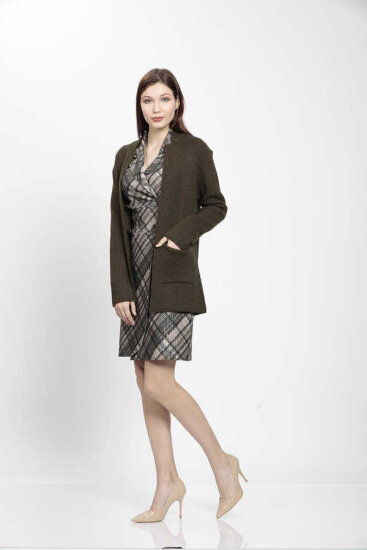 Yaka Cep Detaylı Triko Hırka - 30