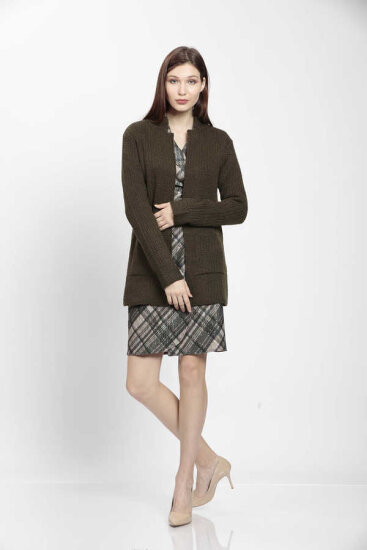 Yaka Cep Detaylı Triko Hırka - 31