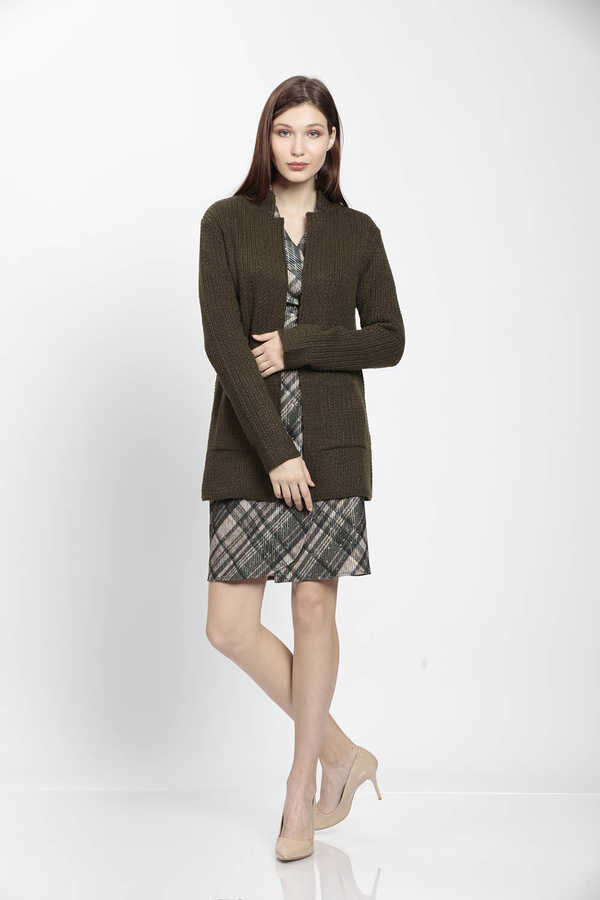 Yaka Cep Detaylı Triko Hırka - 31