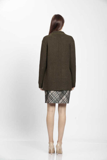 Yaka Cep Detaylı Triko Hırka - 32