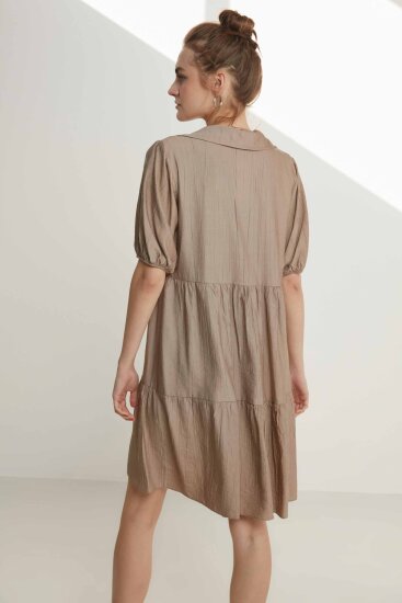 Yakalı Balon Kol Babydoll Elbise - 8