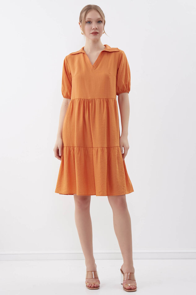 Yakalı Balon Kol Babydoll Elbise - 39