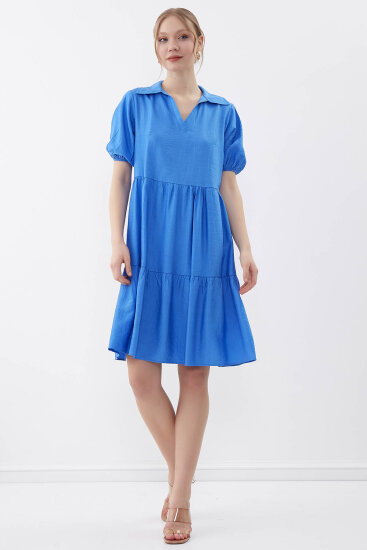 Yakalı Balon Kol Babydoll Elbise - 49