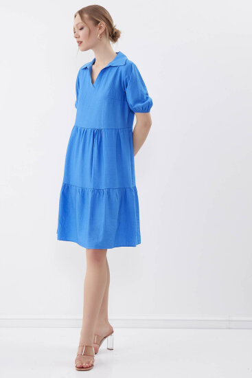 Yakalı Balon Kol Babydoll Elbise - 50