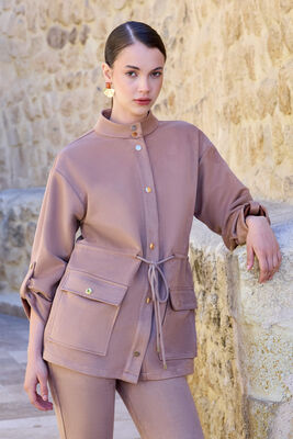 VİTRİN - Yakalı Beli Büzgülü Kol Detaylı Süet Ceket (1)