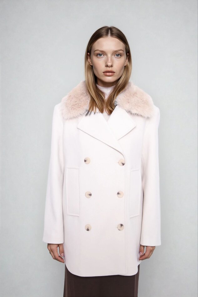 Kürk Yaka Büyük Cepli Kısa Kaşe Kaban - 7