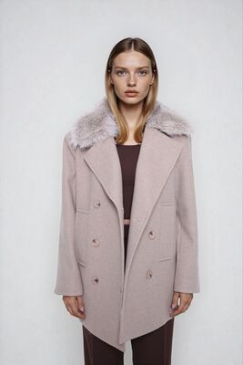 Kürk Yaka Büyük Cepli Kısa Kaşe Kaban