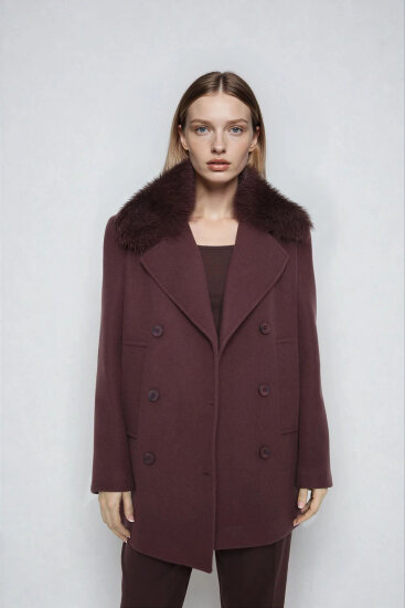 Kürk Yaka Büyük Cepli Kısa Kaşe Kaban - 9