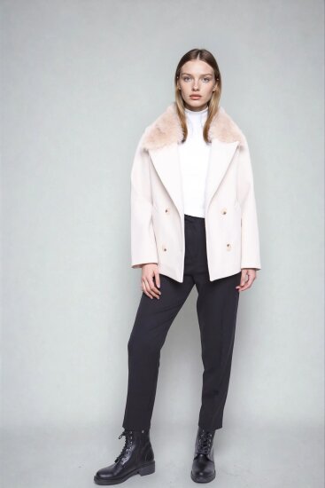 Kürk Yaka Kısa Kaşe Kaban - 5