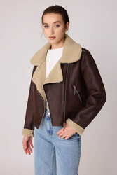 Yanı Aksesuar Detaylı Suni Deri Biker Ceket - 9