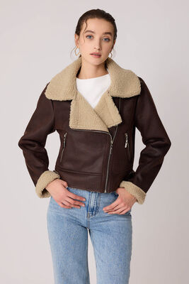 Yanı Aksesuar Detaylı Suni Deri Biker Ceket - 6