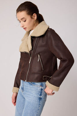 Yanı Aksesuar Detaylı Suni Deri Biker Ceket - 11