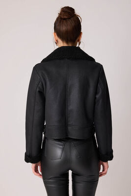 Yanı Aksesuar Detaylı Suni Deri Biker Ceket - 16