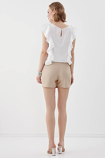 Yanı Büzgülü Mini Şort Etek - 23