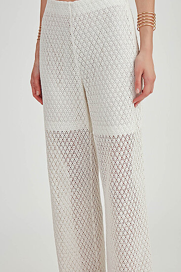 Yanı Fermuarlı Astarlı Dantel İşlemeli Pantolon - 3