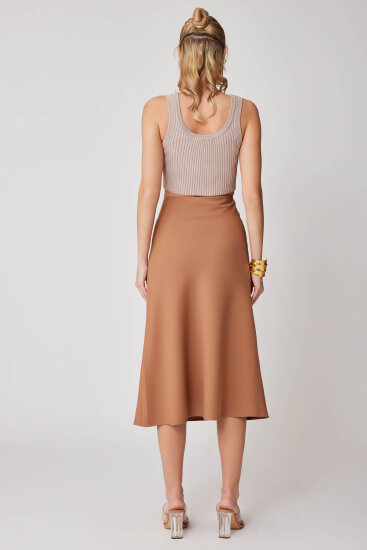 Yanı Fermuarlı Midi Boy Etek - 36