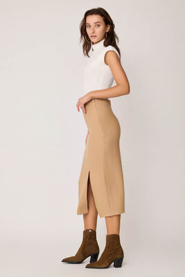 Yanı Fermuarlı Yırtmaçlı Triko Etek - Thumbnail (2)