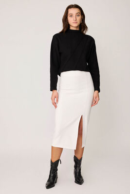 Yanı Fermuarlı Yırtmaçlı Triko Etek - Thumbnail (5)