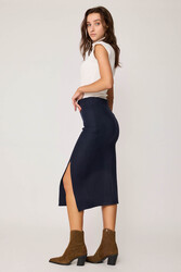 Yanı Fermuarlı Yırtmaçlı Triko Etek - 18