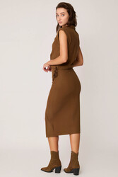 Yanı Fermuarlı Yırtmaçlı Triko Etek - 24