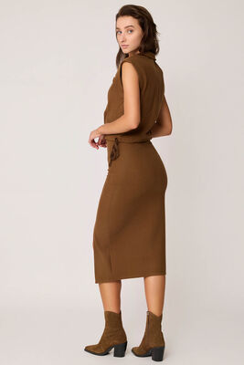 Yanı Fermuarlı Yırtmaçlı Triko Etek - Thumbnail (23)