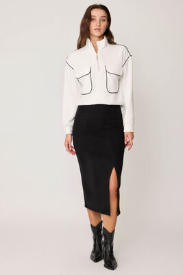 Yanı Fermuarlı Yırtmaçlı Triko Etek - Thumbnail (26)