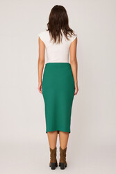 Yanı Fermuarlı Yırtmaçlı Triko Etek - 37