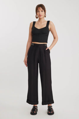 Yanı Taşlı Duble Paça Pantolon - 1