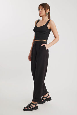 Yanı Taşlı Duble Paça Pantolon - 3